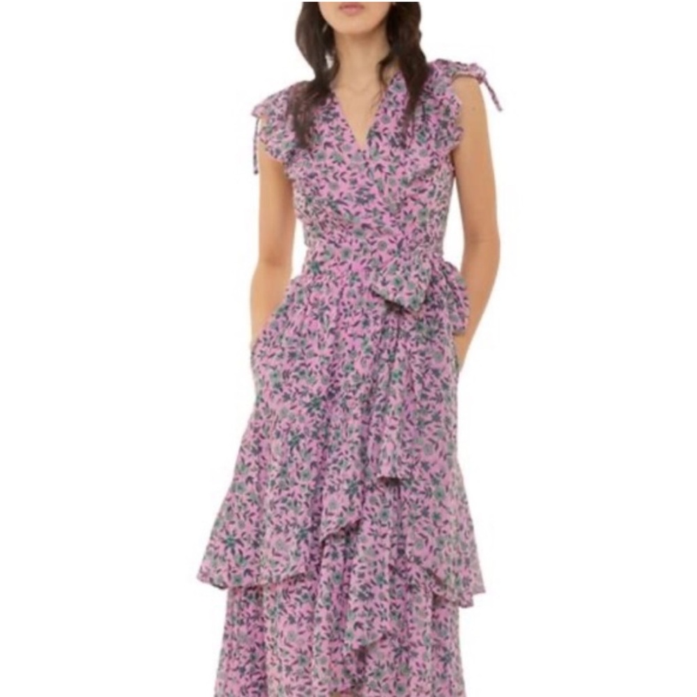 Floral Pink and Green Maxi Dress